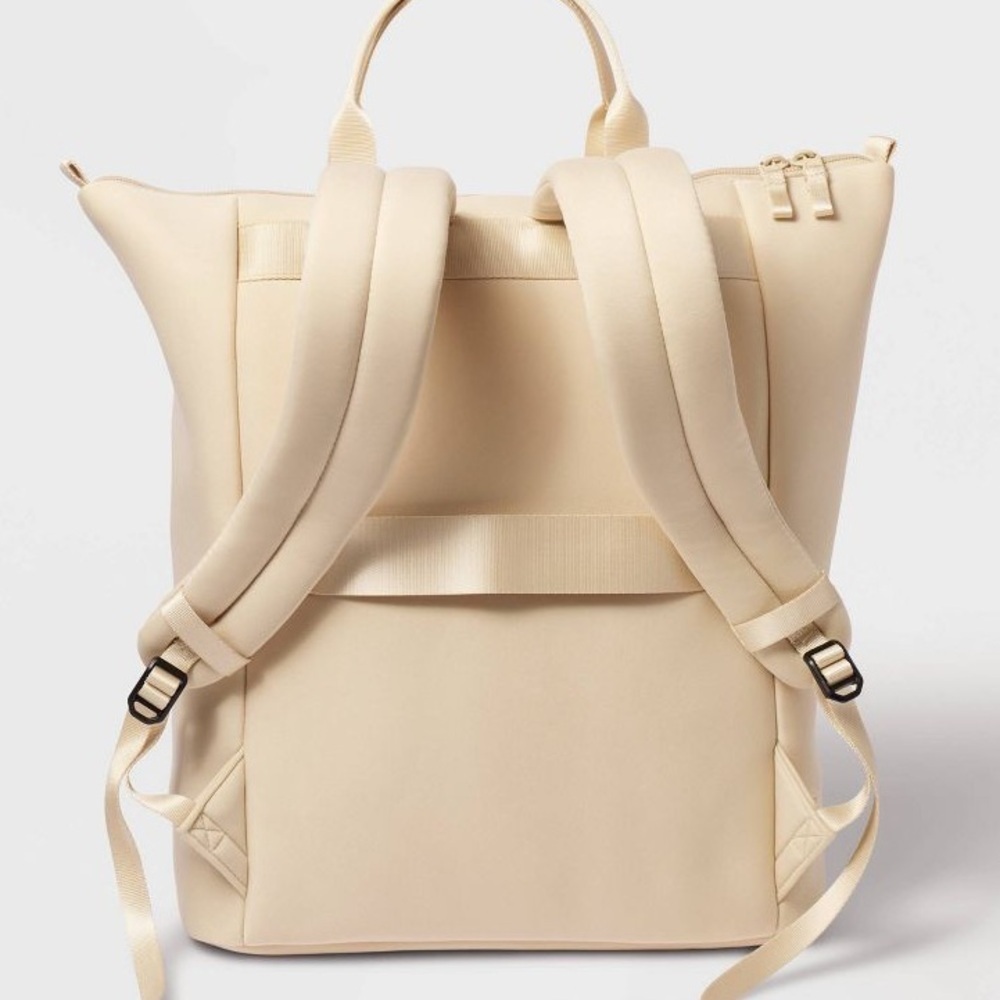 New Large Tote Backpack Travel Bag Faux Neoprene Cream All in Motion New Large - Picture 2 of 15